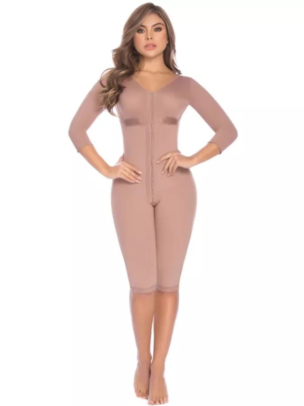 19103 Post-Op BBL Faja High Compression Long Sleeve, Knee Length w/ built-in bra